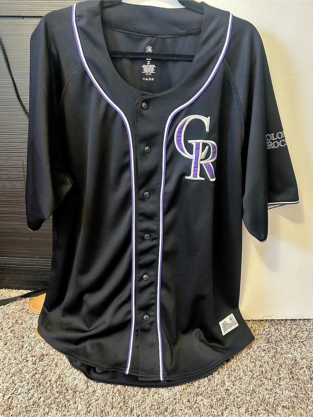 Majestic Colorado Rockies 40Baseball Jersey Black & Purple Like New